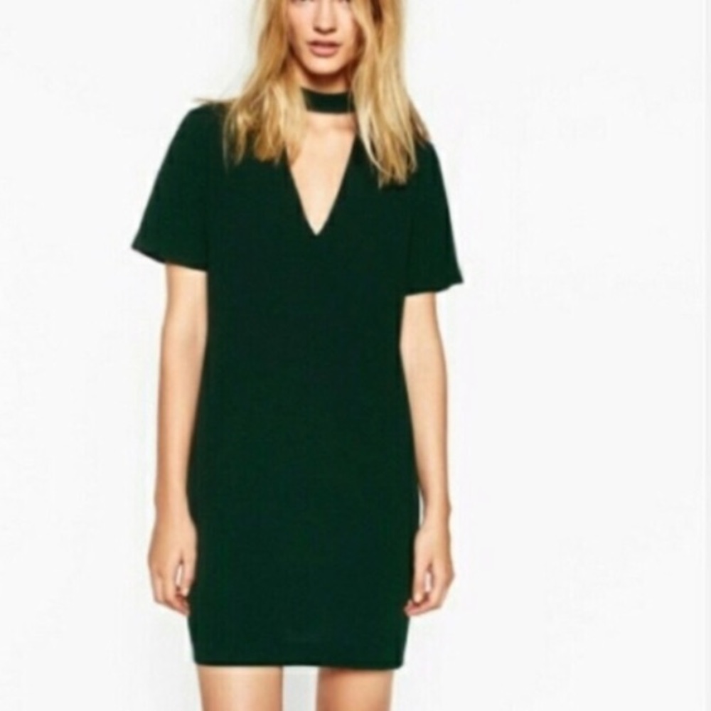 Zara M green chocker neck dress